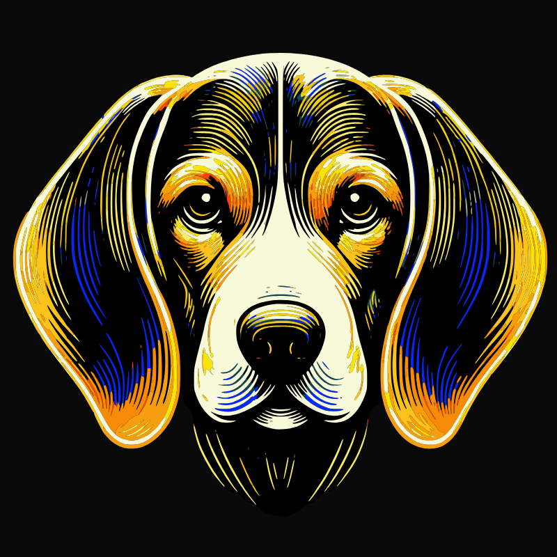 Beagle graphic T-shirt with a bold, colourful design