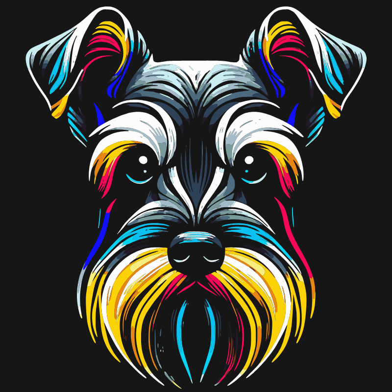 Schnauzer graphic T-shirt with a bold, colourful design